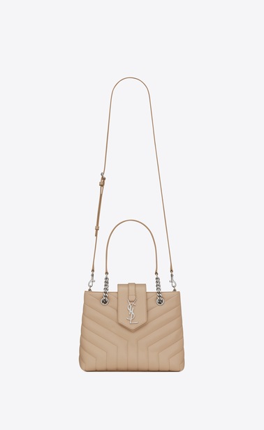 kleine loulou shoppertasche aus puderrosa leder mit y-steppnähten